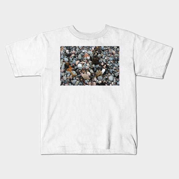 Pebble Beach with Seaweed Kids T-Shirt by Colin-Bentham